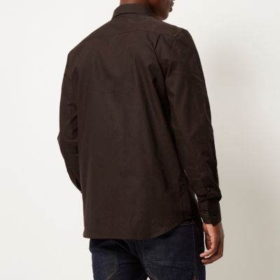 Brown subtle paisley jacquard shirt